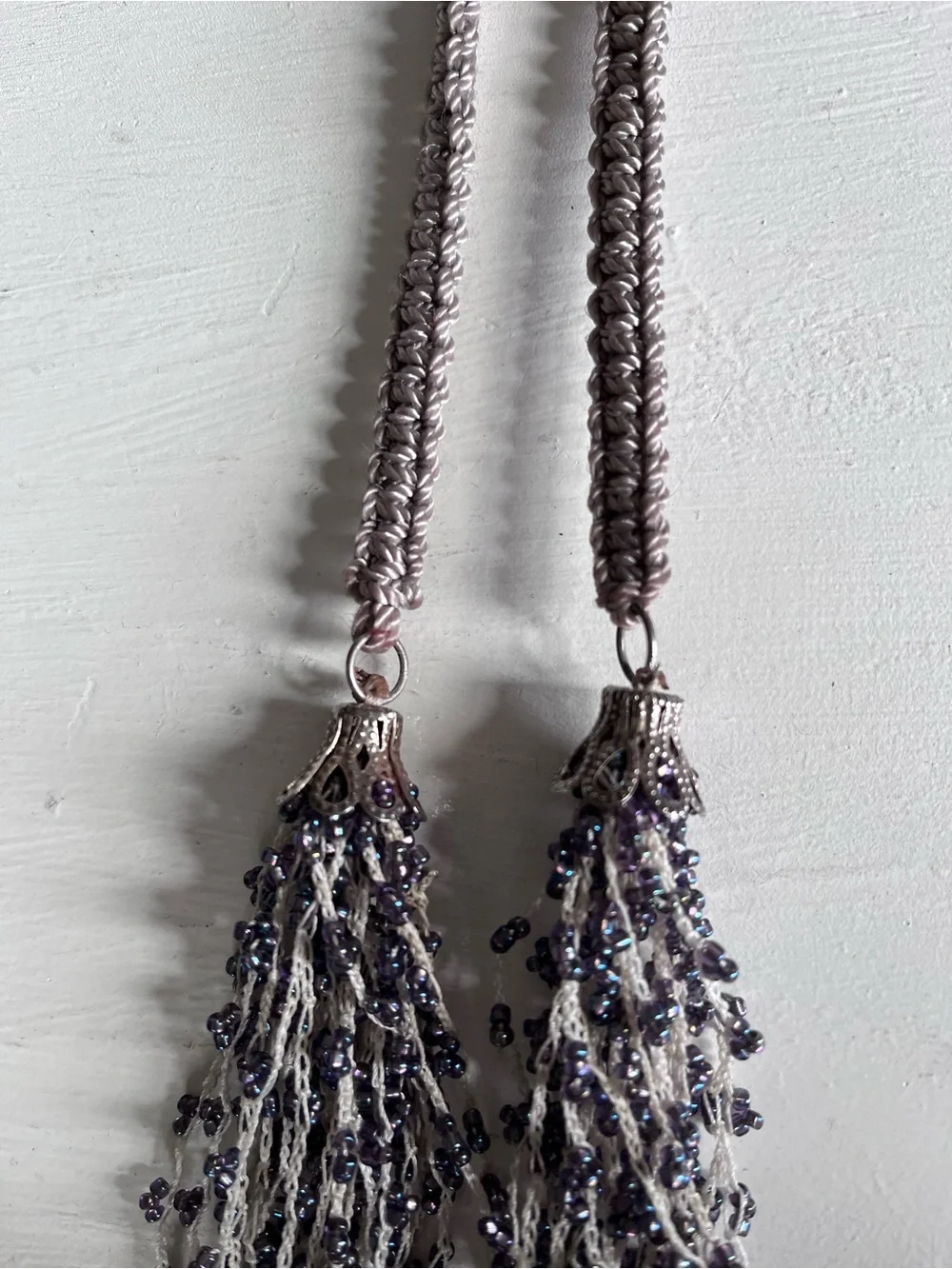 Coldwater Creek Multistranded Purple Bead and String Necklace